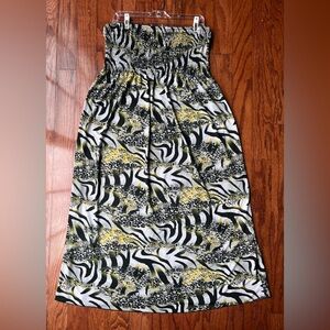 Strapless Black and White Patterned Dress Size 1X